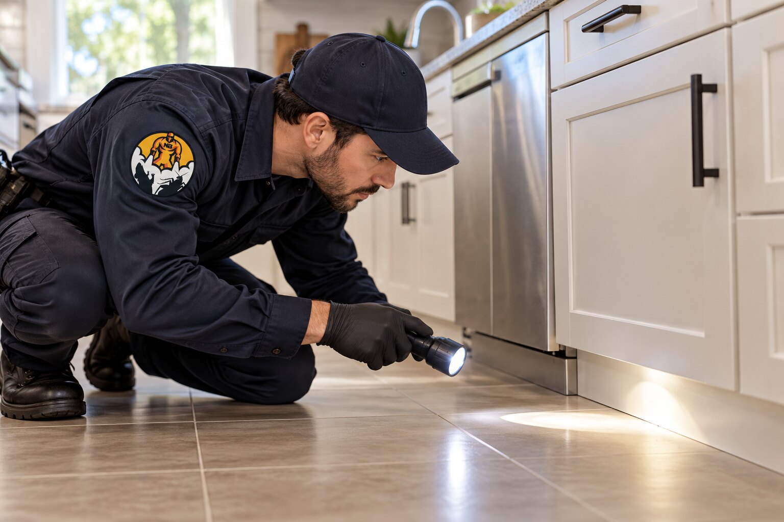 Imagen ilustrativa del servicio de desinsectación con uniforme y logo NoBichos.
